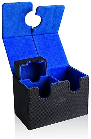 UAONO Deck Box für Magic the Gathering Karten, Kartenbox mit Würfel Tray für 200+ Karten, Premium Magnetic Sammelkarten Box Kompatibel mit MTG Commander (Schwarz&Blau)