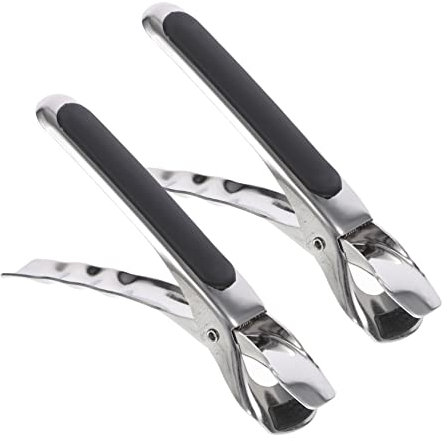 BESTonZON 2pcs Non-Slip Stainless Steel Dish Pan Tong Anti-Scalding Hot Plate Gripper for Lifting Heavy Bowls Oven Pizza Plate Air Fryer Pans Kitchen Gadgets