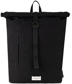 HOLZRICHTER Berlin - Rolltop Rucksack aus Canvas für Damen & Herren (No 7-3), Daypack 32x62x16cm, 100% Bio-Baumwolle Laptop Rucksack, Schwarz