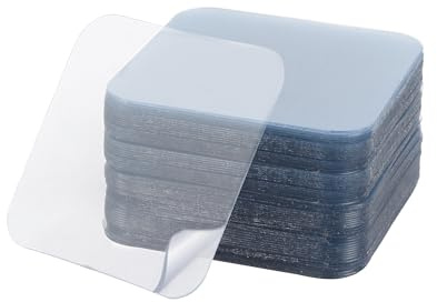 MilyaDE Double-Sided Adhesive Tape, Pack of 50, Transparent, Extra Strong, Multifunctional Nano Adhesive Pads for Carpet, Tiles, Kitchen, No. 80 Square, 6 x 6 cm