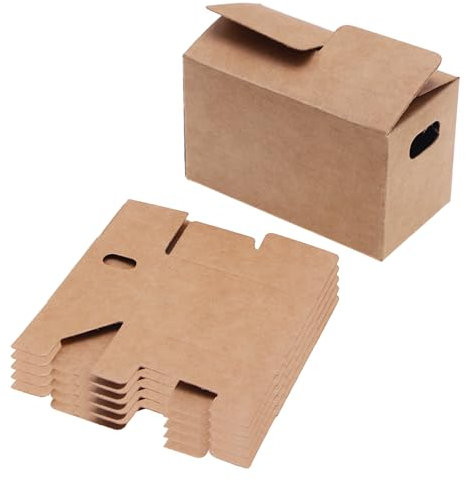 5 minicajas de cartón para mudanza, 8 x 4,4 x 5 cm, modelo de casa de muñecas, caja de cartón portátil, accesorios en miniatura para juegos, colección, mudanza (marrón)
