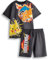 Pokemon Jungen T-Shirt & Shorts Set | Kinder Dunkelgrau Kurzarm Grafik T-Shirt & Bottoms Bekleidungspaket | Pikachu Glurak Pokeball Komplettes passendes Outfit | Spiel TV Serie Film Merchandise