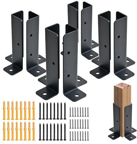 8 PCS Adjustable Deck Post Anchor Base Brackets Fit 1.5x1.5,2x2,2x4,4x4 Post, Wood Fence Pergola Post Base Brackets Kit for Decking, Fencing, Pergola, Railing, Mailbox Mount, Patio Covers