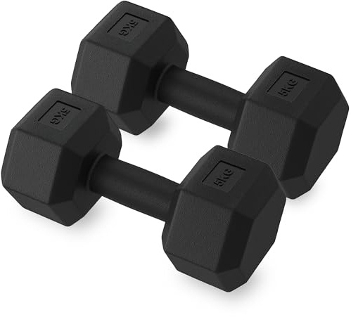 ZENO Dumbbells Pair 10KG | Weights Dumbbells Set | Plastic Dumbbell Pair | Hex Dumbbell For Strength Training, Home Training & Gym | Weights Set | Anti Slip & Anti Roll | 2 X 5KG