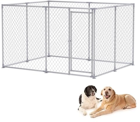 Froadp Hundkoja utomhus hundbur med låsbar dörr 250 x 200 x 150 cm hundkoja av galvaniserat stål UV- och vattentät hundhus djurlekhage för hundar