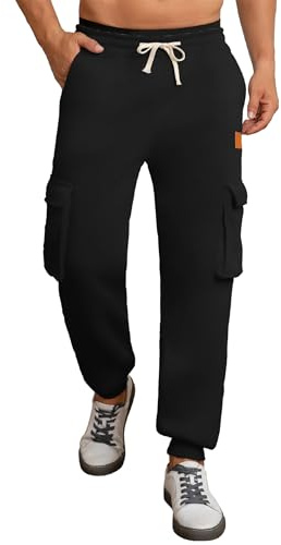 Tolaler Pantalones Hombre Cargo Forro Polar Chándal Deportivos Elásticos con Bolsillos Algodón para Jogging Fitness Diarios M-XXXL