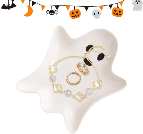 Hitburu Plat à Bonbons d'Halloween - Coupelle Halloween En Céramique Mignonne Pour Bijoux | Décoration Saisonnière Pour Le Salon, La Coiffeuse, La Chambre À Coucher, La Salle À Manger Et Le Service De