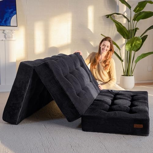MAXYOYO Vikbar madrass för 1 person, 15 cm tjock för konvertibel futon, bärbar bäddsoffa, gästmadrass, extra säng, 90 x 195