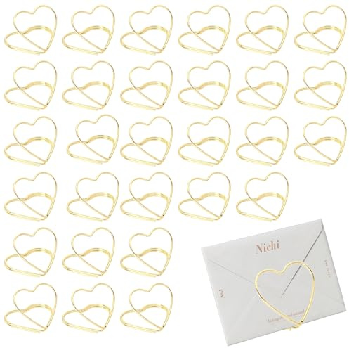 30 Piezas Soporte Numero de Mesa, Tarjetas Boda, Memo Clip, Titulares Foto Mensajes, Soportes Porta Metal, Mini Portatarjetas de Lugar, Dorado para Bodas Fiestas Restaurantes Cumpleaños