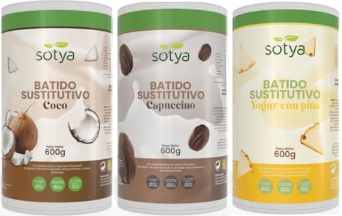 Batido Saciante Sustitutivo Comida Pack 3 Coco, Capuchino, Yogur Piña
