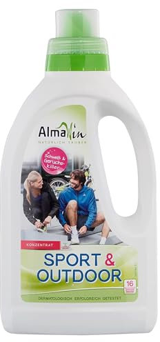 AlmaWin® Sportwaschmittel für Funktionskleidung 750ml entfernt effektiv Schweißgeruch - Membranfunktion-schützendes Funktionswaschmittel - Outdoor Waschmittel - Reisewaschmittel [20-40°C]