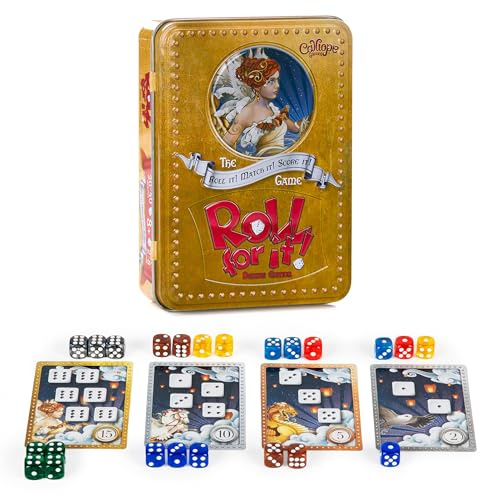 Calliope Roll for It! Deluxe Edition – Fast Dice Rolling Game of Luck & Strategy for 2–8 Players Ages 8+ | Quick Family Board Game Night Fun in Travel Tin