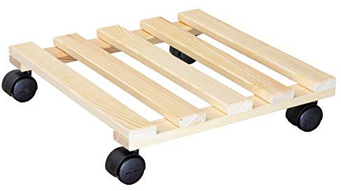 WAGNER Carrello per Piante PALETTI 35 x 35 x 8 cm I per Interni I Carrello per Fiori in Legno de conifere Certificato FSC® I Portavaso in Legno massello Naturale con Ruote I Portata 100 kg - 20003401