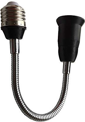 DZYDZR E27/E26 - Extensión de casquillo de lámpara LED, cuello de cisne flexible, E27 a E27, adaptador de 39 cm, color negro