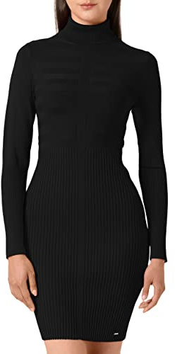 Morgan Vestido ajustado con cuello de tortuga Negro L