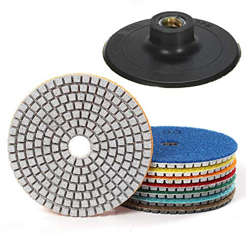 7 delar 7,6 cm diamantvåta poleringsdynor med stöddyna för granitbetongsten, keramisk marmorgolvkvarn eller polermedel