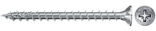 fischer PowerFast II CZF 4,5 x 20, spånskivskruv (200 st.) med full gänga, försänkt skruv med korsspår, skruv för träbearbetning, minskar inskruvningsmotstånd och skruvtid