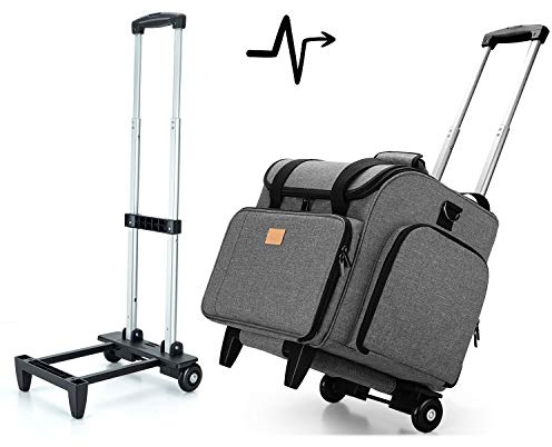 Luxja Sac Surjeteuse, Sac Transport surjeteuse pour la Plupart des surjeteuse Machine a Coudre (avec Chariot Détachable), Gris