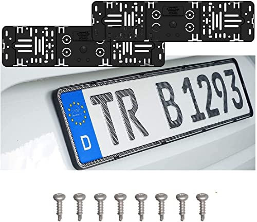 2X Stück Elegant Rahmenlos Kennzeichenhalter Für Auto Kennzeichen 520 x 110 mm + Incl 8X Schrauben 5X16 mit Bohrspitze
