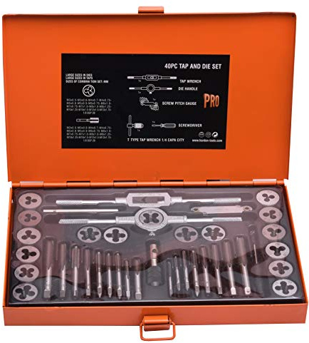 Edward Tools 40 Piece Tap and Die Set Metric - Steel Storage Case - Pro Grade C45 Carbon Steel - Includes Tap, Dies, Screwdriver, Tap Wrench, Screw Pitch Gauge - Create New or Repair Threads