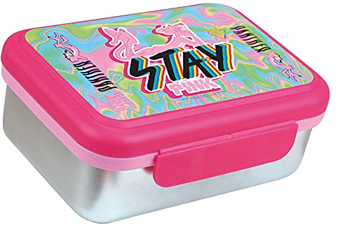 FUN HOUSE 006006 PANTHERE ROSE BOITE GOUTER INOX H.6,5 X L.17 X P.13,5 CM POUR ENFANT