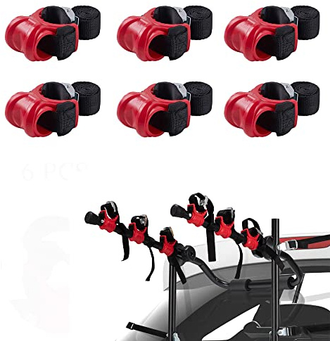Blueshyhall 6 Pack Replacement Spare Hooks with Cycling Wheel Tie Down Straps, Stay Put Cradle Mounting Hardware for Bike Carrier Secure for Car Bike Rack Accessoires