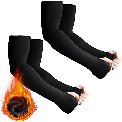 Skylety 2 Pairs Thermal Arm Sleeves Cycling Warmer, Small, Black