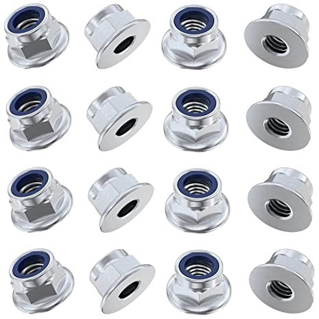 TERF® M8 Flanged Nylon Insert Self Locking Nut M8 (8mm) Flange Nyloc Insert Hex Hexagon Lock Nuts Steel - Pack of 10