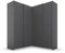 Rauch Möbel Quadra Schrank Eckschrank Schwebetürenschrank, Grau metallic, Schwarz, 4-trg., inkl. 2 Kleiderstangen, 12 Einlegeböden, 3 Schubladen, BxHxT 181x229x187 cm