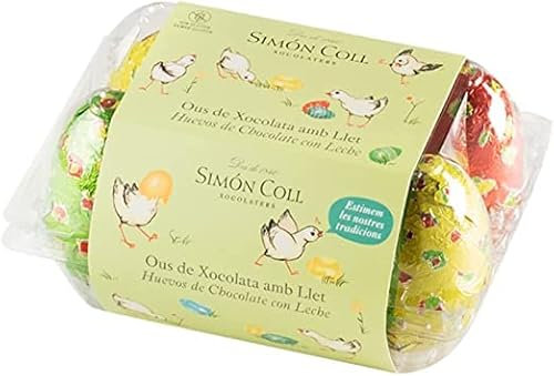CHOCOLATES SIMON COLL – Huevera de Huevos de Pascua de Chocolate con Leche - 6 Huevos de Chocolate de 150gr.