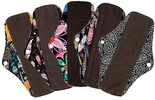 ReUseLife 5 Pack 10 Inch Cloth Menstrual Pads,Reusable Sanitary Pads,Washable Panty Liner,Unscented