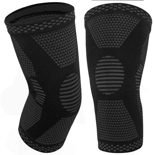 MILAIUN 2 PCS Rodilleras Compresion con Tiras Antideslizantes para Mujer/Hombre, Rodillera Rotuliana Ortopédicas para Artritis, Dolor Articular, Lesión de Ligamentos, Gimnasio (negro-M)