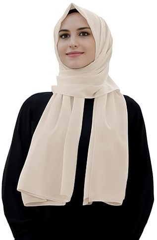 Lina & Lily Opaque Medina Silk Hijab Women's Head Scarf Shawl Wrap (Beige)