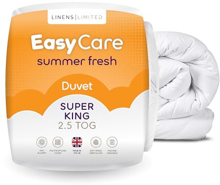 Linens Limited Super King Duvet 2.5 Tog, Made in the UK, Easy Care, Summer Fresh Quilt, Soft and Comfy, Polypropylene Hollowfibre, Machine Washable (White)