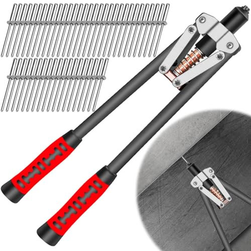 Set di pinze per rivetti, 17, con 100 rivetti, pinze per rivetti ciechi da 2,4, 3,2, 4,0, 4,8 mm, pinza per rivetti a mano, per rivetti in acciaio inox, acciaio e alluminio