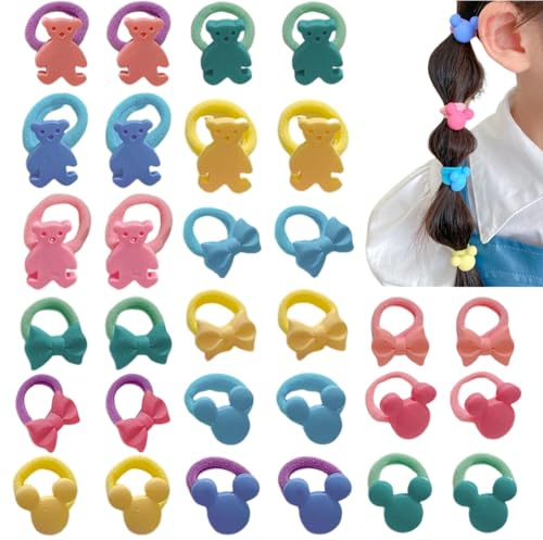 Gomas de Pelo Niña, 30 pcs Gomas de Pelo, Cinta para el Cabello de Color Mixto, coleta elástica esponjosa, Multicolores Accesorios Para el Cabello para Bebé Niña, para niñas pequeñas, 2 cm