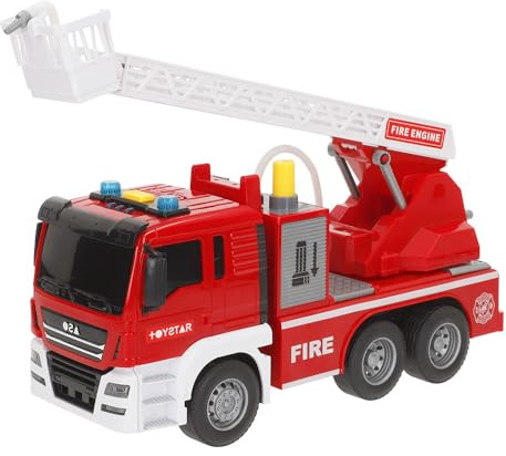 ColorBaby Speed & Go brandbil leksak, med ljus och ljud, interaktiv kran och slang, riktigt vatten, friktionssystem, skala 1:14, räddning, för barn från 3 år (39063)