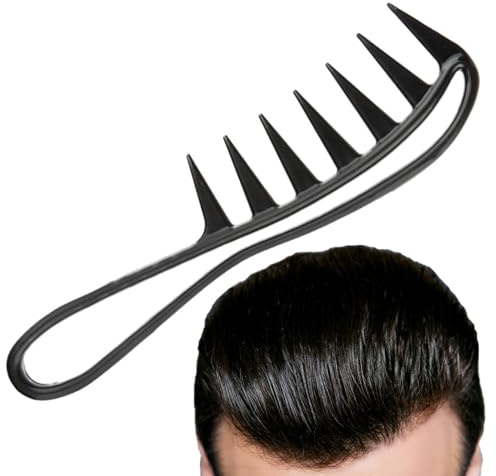 Pettine a denti larghi per capelli ricci – pettine per capelli a denti larghi, pettine arricciacapelli per capelli ricci | Strumento per acconciatura a denti di squalo per donne e uomini capro