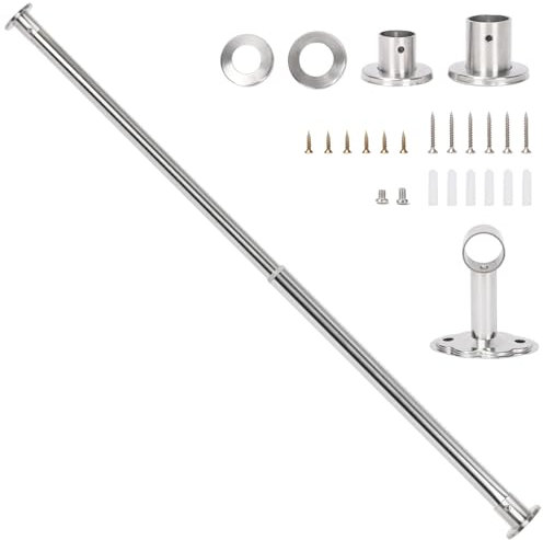 Wardlock 68cm-120cm Extendable Stainless Steel Wardrobe Rail, Adjustable Clothes Rail Pole With End Sockets.