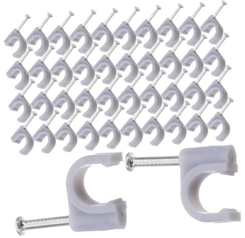 Zerodeko 100 Unidades De Grapas De Acero Para Tarjetas De Línea Tachuelas Para Cables Coaxiales Abrazaderas Para Cables Coaxiales Abrazaderas Para Mangueras Tiras De Grapas Con Clavos