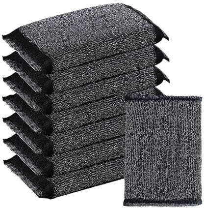 JOYOLA 8 Stück Draht Spülschwamm, Küchenschwamm Stahlwolle-Scheuerschwämme Wire Dishwashing Rags Zweiseitig Wiederverwendbar für Töpfe und Töpfe