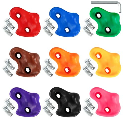 9 Pack Large Rock Climbing Holds, Indoor Outdoor Climbing Frame Accessories | Indoor Outdoor Climbing Frame Accessories with Hardwares for Tree Houses, Playroom, Adult Obstacle Courses, Black