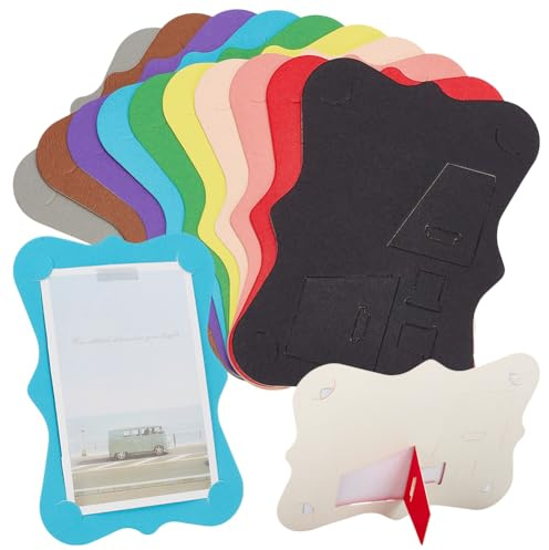 OLYCRAFT 38 unidades de 10 x 15 cm - Marco para fotos de cartón ondulado de color con caballete para fotos de cartón - Marcos artísticos con soporte para exposiciones, manualidades, bodas