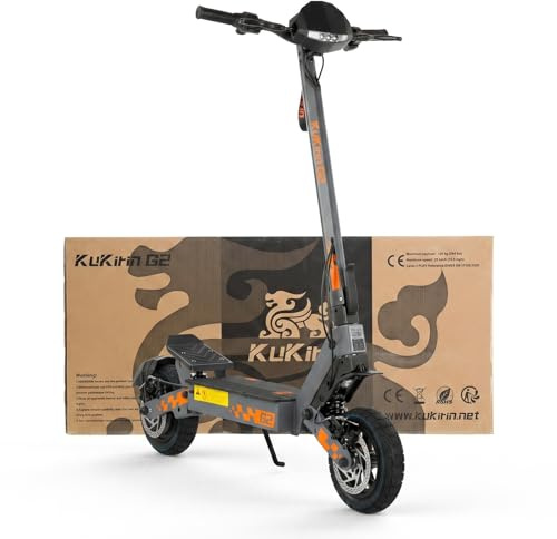 KuKirin Trotinette Électrique 48V 15.6Ah – 55km Autonomie Pliable Tout-Terrain avec Double Amortissement, Plateau Anti-Dérapant & LEDs