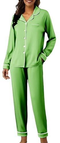 Husdräkt för kvinnor, 2 delar, stora storlekar, enfärgade nattkläder, set | Tvådelade nattkläder med långärmade pyjamastoppar och bekväma pyjamasbyxor lösa vardagskläder eleganta hemmakläder