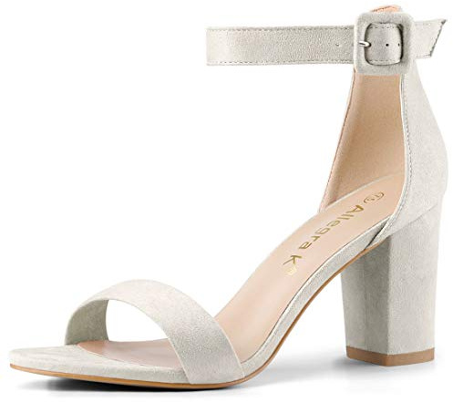 Allegra K Damen-Sandalen mit Knöchelriemchen und kompaktem Absatz., Grau - grau - Größe: 39 EU