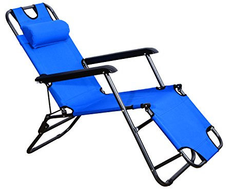 Outsunny Chaise Longue inclinable transat Bain de Soleil Fauteuil Relax Jardin 2 en 1 Pliant têtière Amovible Charge Max. 136 Kg Toile Oxford Facile d'entretien Bleu