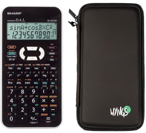 Sharp EL-531XH weiß inkl. WYNGS Schutztasche Schwarz - Wissenschaftlicher Taschenrechner - Basic Set