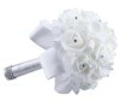 Coloré(TM) Roses de cristal perle demoiselle d'honneur de mariage Bouquet de mariée en soie artificielle fleurs. Décor Floral le Bouquet de Fleurs Fête de Mariage (Chaud rose) (Blanc)