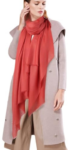 Prettystern Extra Großer Damen Stola fein weich XXL Pashmina-Schal 100% Wolle Umschalgtuch Schulter-Tuch Wollschal - Rosa